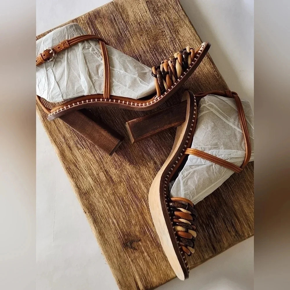 || ULLA JOHNSON || Malia woven, block heels, sandals, designer, leather, size 10 - Picture 5 of 15